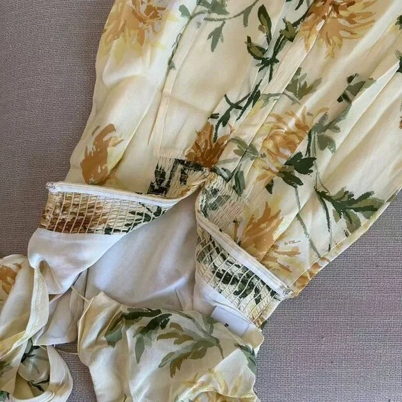 Reformation Gloria Midi Dress Size 2 Honeyglow Yellow Floral - Picture 9 of 13